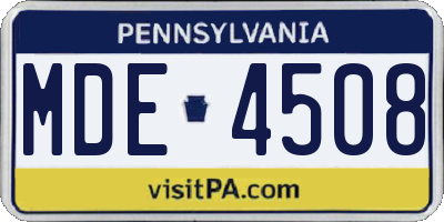 PA license plate MDE4508