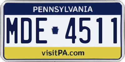 PA license plate MDE4511