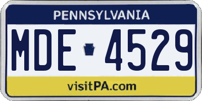 PA license plate MDE4529