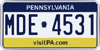 PA license plate MDE4531