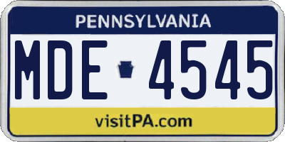 PA license plate MDE4545