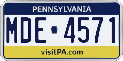 PA license plate MDE4571