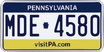 PA license plate MDE4580