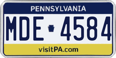 PA license plate MDE4584
