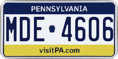 PA license plate MDE4606