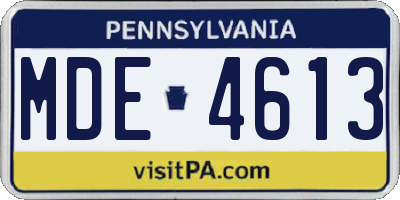 PA license plate MDE4613
