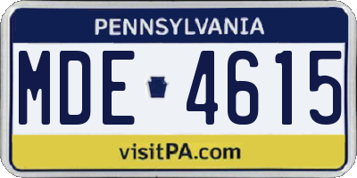 PA license plate MDE4615