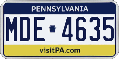 PA license plate MDE4635