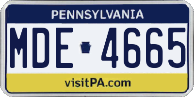 PA license plate MDE4665