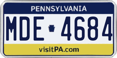 PA license plate MDE4684
