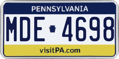 PA license plate MDE4698