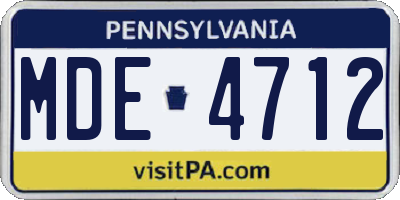PA license plate MDE4712