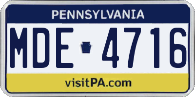 PA license plate MDE4716