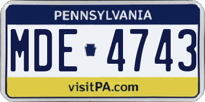 PA license plate MDE4743