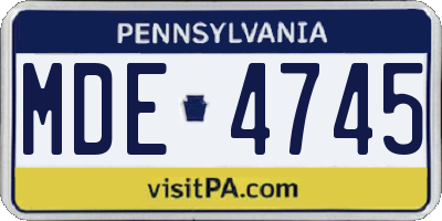 PA license plate MDE4745