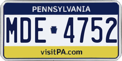 PA license plate MDE4752