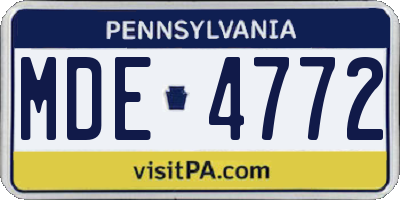 PA license plate MDE4772