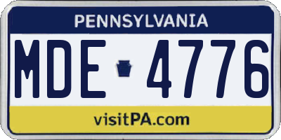 PA license plate MDE4776