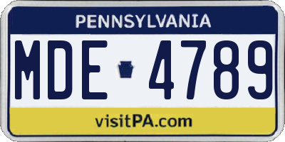 PA license plate MDE4789