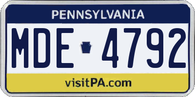PA license plate MDE4792