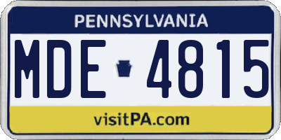 PA license plate MDE4815