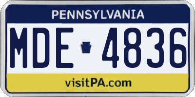 PA license plate MDE4836