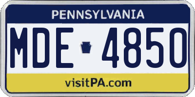 PA license plate MDE4850