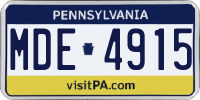 PA license plate MDE4915