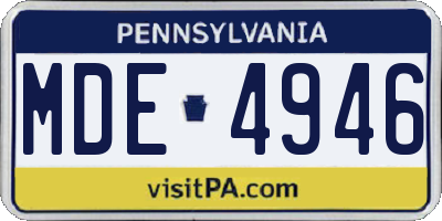 PA license plate MDE4946