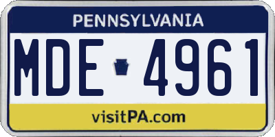 PA license plate MDE4961