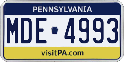 PA license plate MDE4993