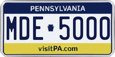 PA license plate MDE5000