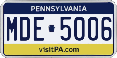 PA license plate MDE5006