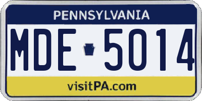 PA license plate MDE5014