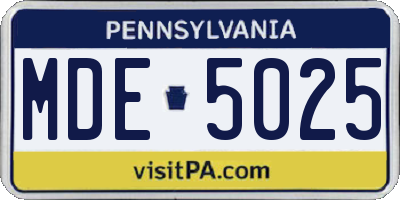 PA license plate MDE5025