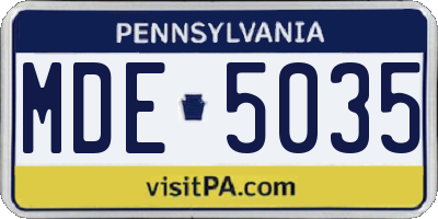 PA license plate MDE5035