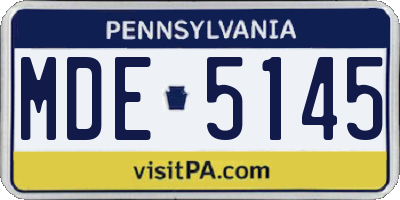 PA license plate MDE5145