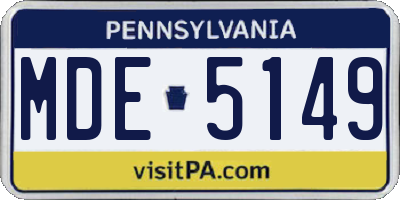 PA license plate MDE5149