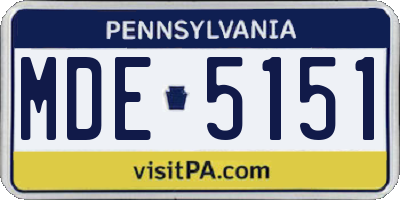 PA license plate MDE5151