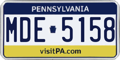 PA license plate MDE5158