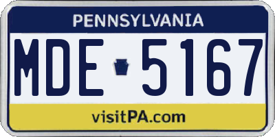 PA license plate MDE5167
