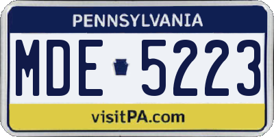 PA license plate MDE5223