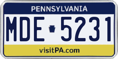 PA license plate MDE5231
