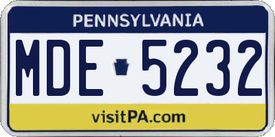 PA license plate MDE5232