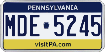 PA license plate MDE5245