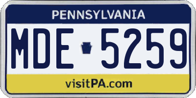 PA license plate MDE5259