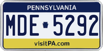 PA license plate MDE5292
