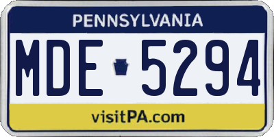 PA license plate MDE5294