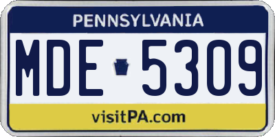 PA license plate MDE5309