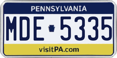 PA license plate MDE5335
